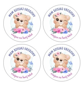Naklejki urodzinowe "Miś" (24 naklejki) 
