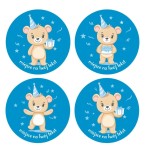 Naklejki urodzinowe "Niebieski Miś" (24 naklejki) 