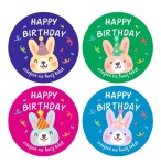 Naklejki urodzinowe "Królik w czapeczkach" (24 naklejki) 