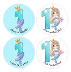 Naklejki urodzinowe  Roczek "Syrenka" (24 naklejki) 