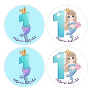 Naklejki urodzinowe  Roczek "Syrenka" (24 naklejki) 