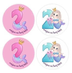 Naklejki urodzinowe "Syrenka 2" (24 naklejki)  