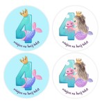 Naklejki urodzinowe "Syrenka 4" (24 naklejki)    