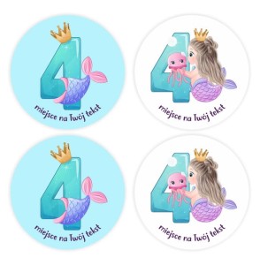 Naklejki urodzinowe "Syrenka 4" (24 naklejki)    