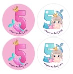 Naklejki urodzinowe "Syrenka 5" (24 naklejki)  