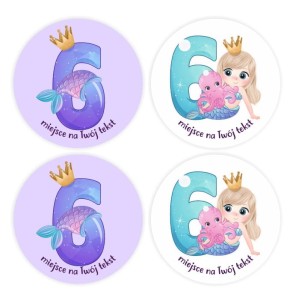 Naklejki urodzinowe "Syrenka 6" (24 naklejki) 