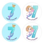 Naklejki urodzinowe "Syrenka 7" (24 naklejki)  
