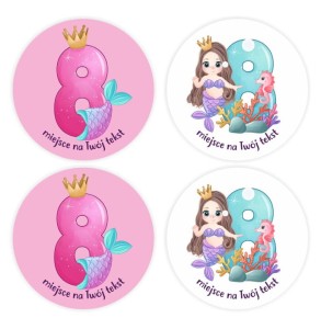 Naklejki urodzinowe "Syrenka 8" (24 naklejki)   