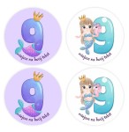 Naklejki urodzinowe "Syrenka 9" (24 naklejki)  