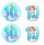 Naklejki urodzinowe "Syrenka 10" (24 naklejki)  