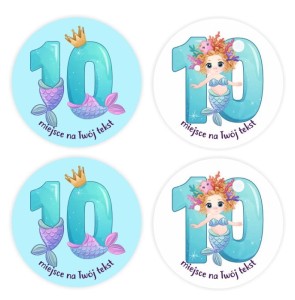 Naklejki urodzinowe "Syrenka 10" (24 naklejki)  