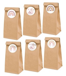 Torebki papierowe na słodycze + 6 naklejek  - "Boho I "  