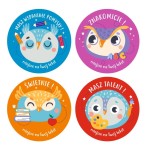Naklejki szkolne, motywacyjne - "Sowy" (120 naklejek) + personalizacja