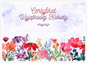 Dyplom Certyfikat "Dzień Kobiet". Wzór 7 (A4)  