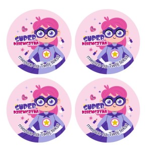 Naklejki "Super Dziewczyna". Wzór 1 (24 naklejki)