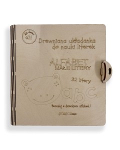 Drewniane pudełko do drewniana układanka  "Małe literki" - Alfabet Polski 