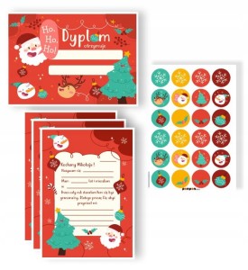 Dyplom + List do Mikołaja + naklejki