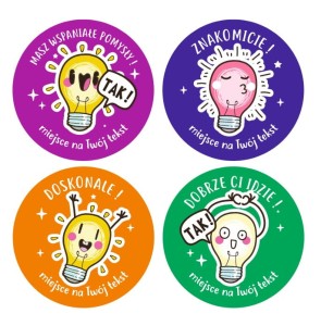 Naklejki szkolne, motywacyjne - "Żarówki" (120 naklejek) + personalizacja
