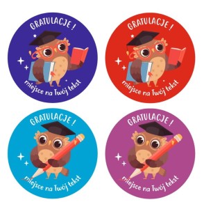 Naklejki szkolne, motywacyjne - "Mądra Sowa" (120 naklejek) + personalizacja 