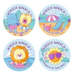 Naklejki szkolne "Wakacje"  - (120 naklejek) + personalizacja