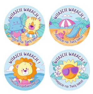 Naklejki szkolne "Wakacje"  - (120 naklejek) + personalizacja