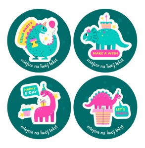 Naklejki urodzinowe " Dino Party" (24 naklejki)  