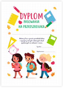 Dyplom "Pasowania na Przedszkolaka" - wzór 20 (A4)