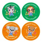 Naklejki szkolne, motywacyjne - szkolne zwierzaczki II(120 naklejek) + personalizacja   
