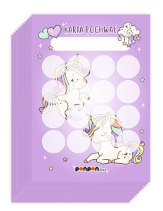 Zestaw 10 Kart Pochwał "Unicorn" (na okrągłe naklejki 20mm)