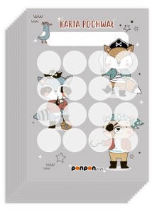 Zestaw 10 Kart Pochwał "Piraci" (na okrągłe naklejki 20mm) 