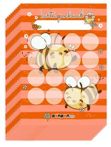 Zestaw 10 Kart Pochwał "Pszczółki" (na okrągłe naklejki 20mm)  