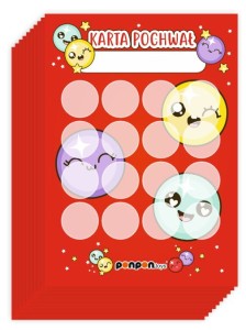 Zestaw 10 Kart Pochwał "Buźki" (na okrągłe naklejki 20mm)   