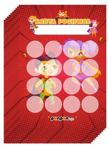 Zestaw 10 Kart Pochwał "Super Dzieci" (na okrągłe naklejki 20mm)