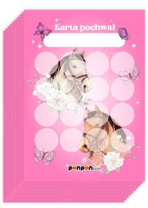 Zestaw 10 Kart Pochwał "Koń" (na okrągłe naklejki 20mm)