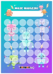 Karta Motywacyjna "Roboty" (na okrągłe naklejki 20mm) 