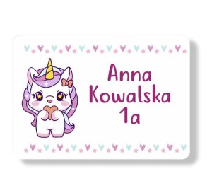 Naklejki imienne na zeszyt/książkę "Unicorn" 18 naklejek
