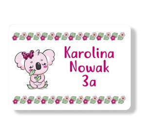 Naklejki imienne na zeszyt/książkę "Koala II" 18 naklejek