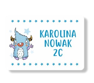Naklejki imienne na zeszyt/książkę "Potworek I" 18 naklejek