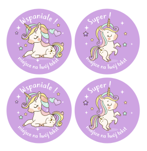 Naklejki szkolne, motywacyjne - Unicorn (120 naklejek) + personalizacja