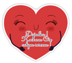 Kartka dla Dziadka  "Kocham Cię całym sercem" - wycięty kształt 