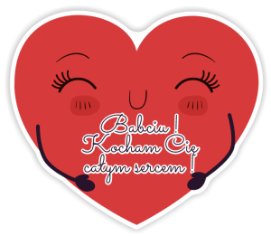 Kartka dla Babci  "Kocham Cię całym sercem" - wycięty kształt