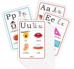 Plansze edukacyjne - Alfabet - literki pisane i drukowane (zestaw 24 kart A4)
