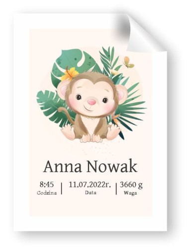 PLAKAT NA NARODZINY DZIECKA PERSONALIZOWANY