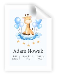 Plakat Narodziny Dziecka - A3, pesronalizowany