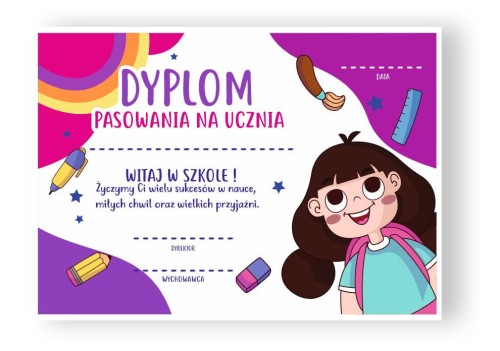 DYPLOM PASOWANIA NA UCZNIA DZIEWCZYNKA