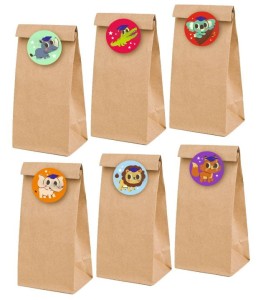 Torebki Papierowe na Słodycze + 6 naklejek  - "Zwierzaczki w   Biretach"